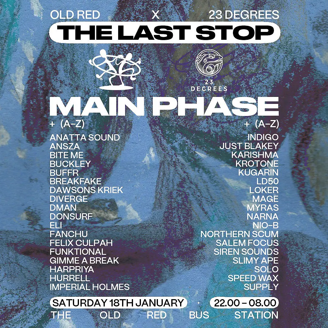 The Last Stop at The Old Red Bus Station event flyer